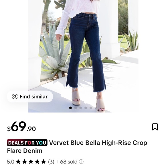 Vervet Kick Flare Raw Hem Blue Jeans - Picture 6 of 6